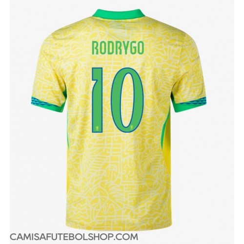 Camisa de time de futebol Brasil Rodrygo Goes #10 Replicas 1º Equipamento Copa America 2024 Manga Curta